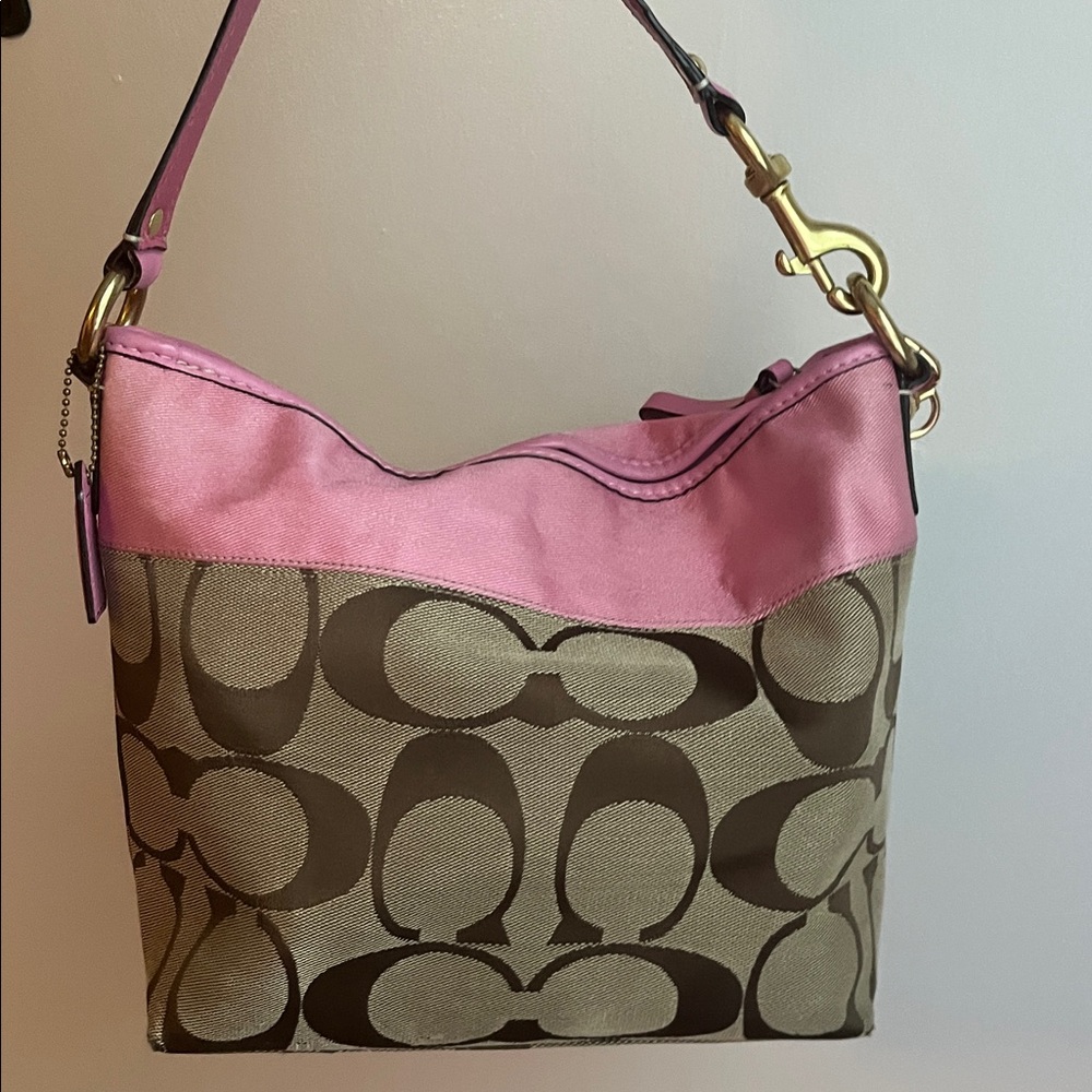 Coach Signature Brown With Pink Bag - Picture 2 of 13